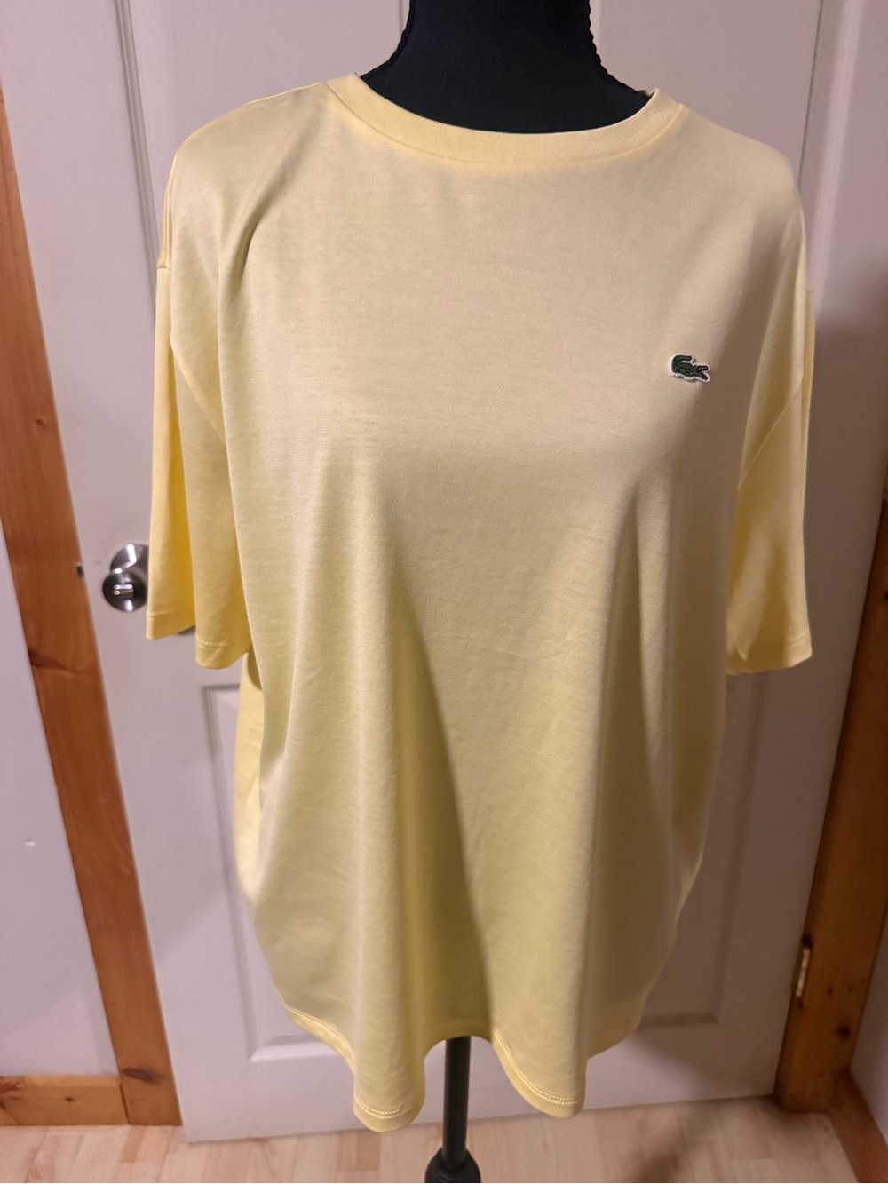 Lacoste Women's Short Sleeve Crew Tee in Pale Yellow, Size 10